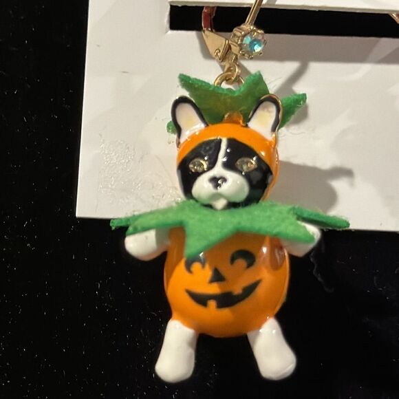 Betsey Johnson Orange and Green Halloween Dog Earrings - Picture 2 of 2